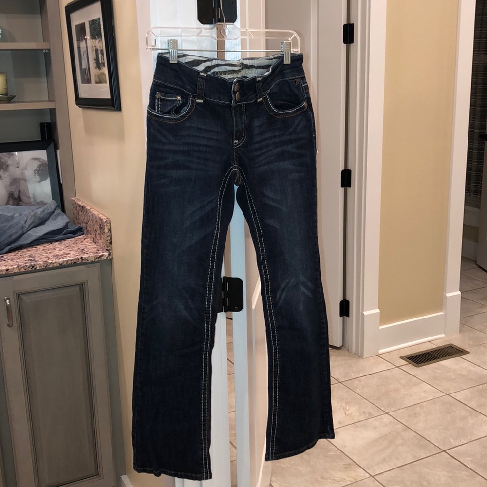 Dark denim double take jeans